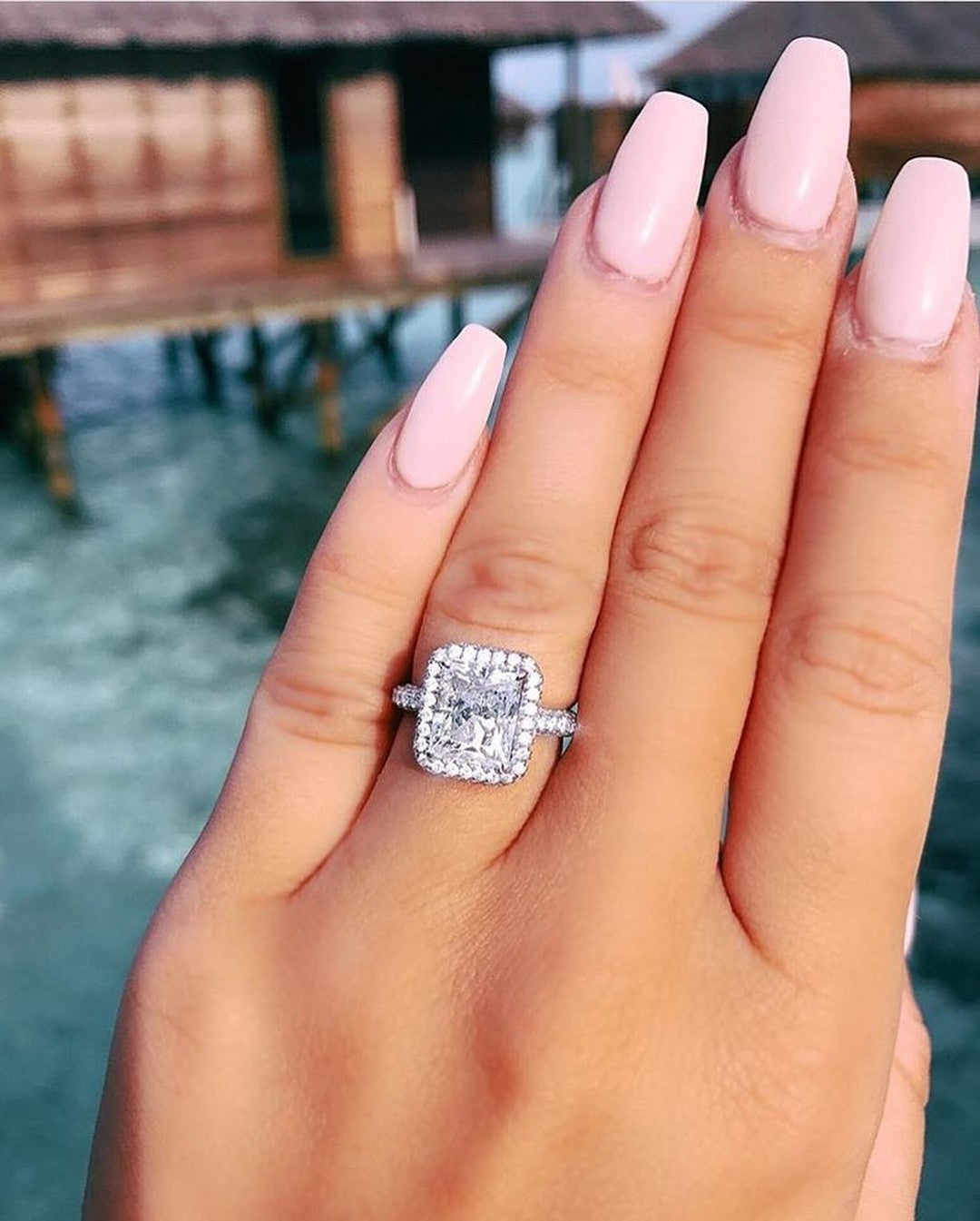 Pave Princess Cut Diamond Rings