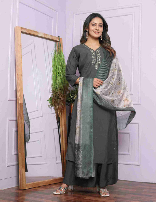 grey kurti set