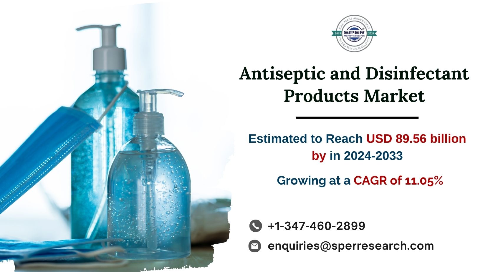 Antiseptic and Disinfectant Products Market to Achieve USD 89.56 Billion by 2033 Driven by 11.05 % CAGR- SPER Market Research