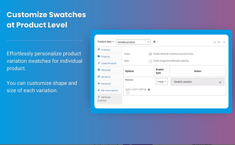 woocommerce product variations swatches